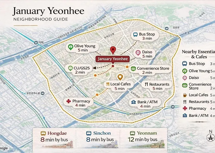 Appartement 403 Newly Opened Yeonnam, 5 Minutes From Hongdae Airport Bus Yeonhui Private 4person Modern Wood Black *