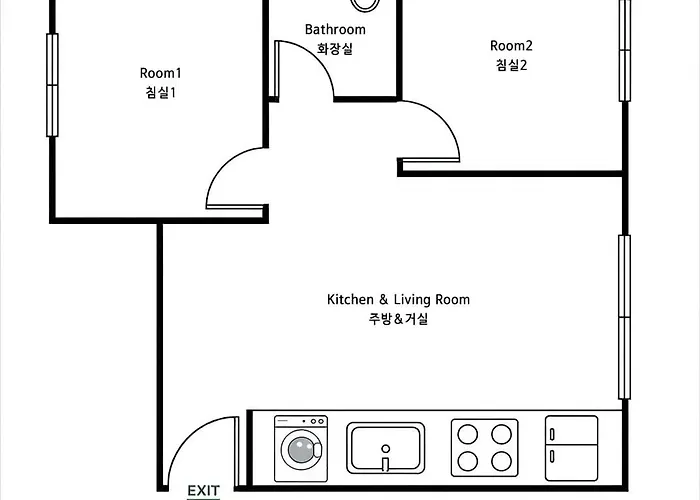 Appartement 403 Newly Opened Yeonnam, 5 Minutes From Hongdae Airport Bus Yeonhui Private 4person Modern Wood Black